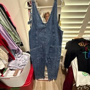 Free People Blue Denim Overalls